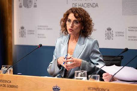 La vicepresidenta María Jesús Montero, durante su comparecencia