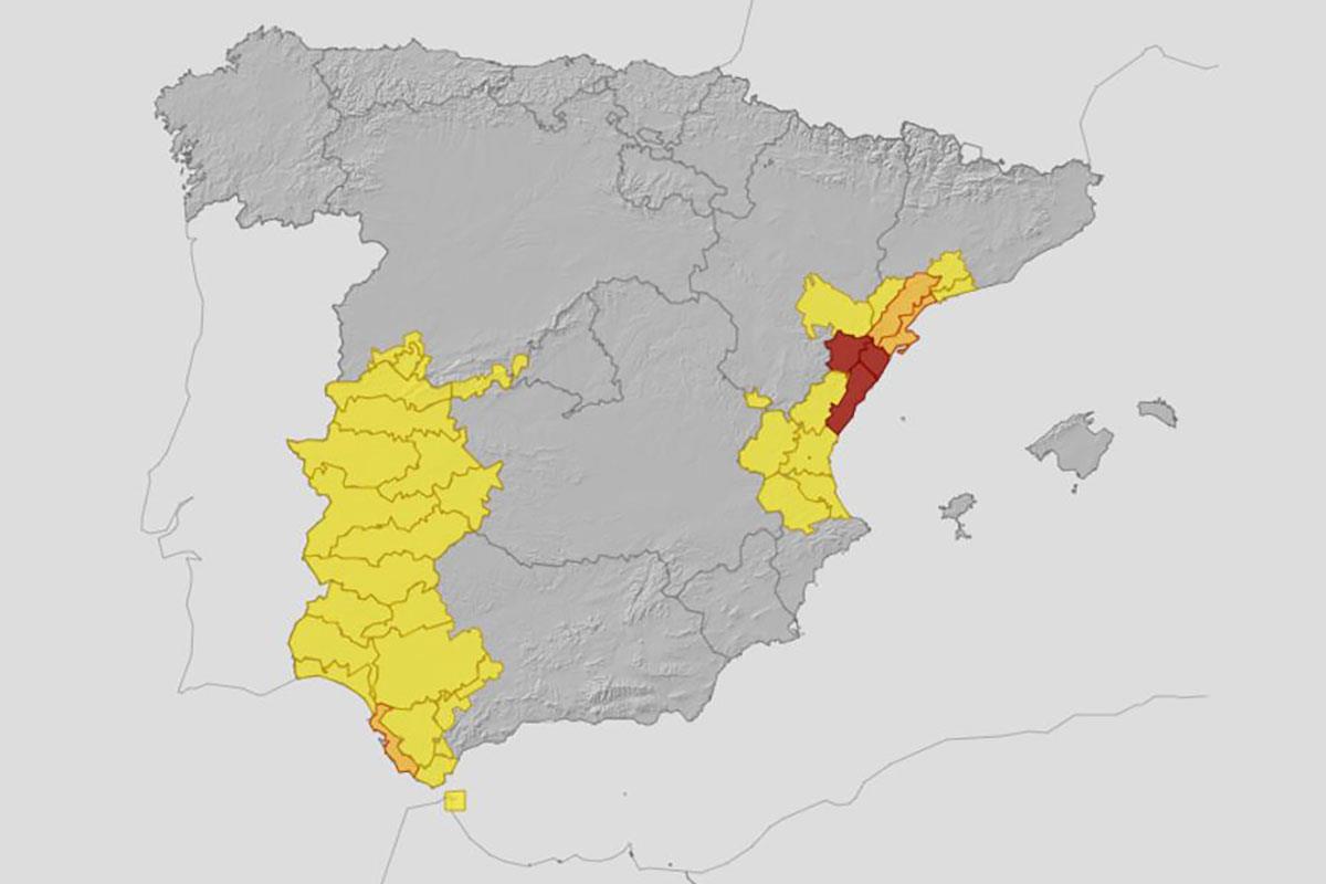 31/10/2024. Mapa de las zonas afectadas por la DANA.. Mapa de las zonas afectadas por la DANA.