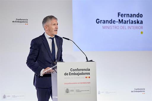 El ministro del Interior, Fernando Grande-Marlaska, durante su intervención.