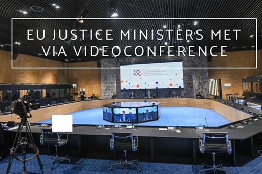 Imagen de la videoconferencia de ministros de Justicia de la UE