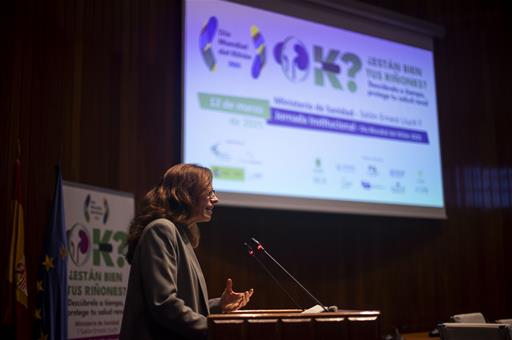 La ministra de Sanidad, Mónica García, interviene en la jornada por el Día Mundial del Riñón