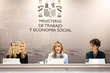 Yolanda Díaz en la reunión de la Alianza por el PERTE de la Economía Social y los Cuidados.