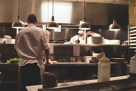 2/02/2023. Kitchen staff at a restaurant. Kitchen staff in a restaurant during their working day