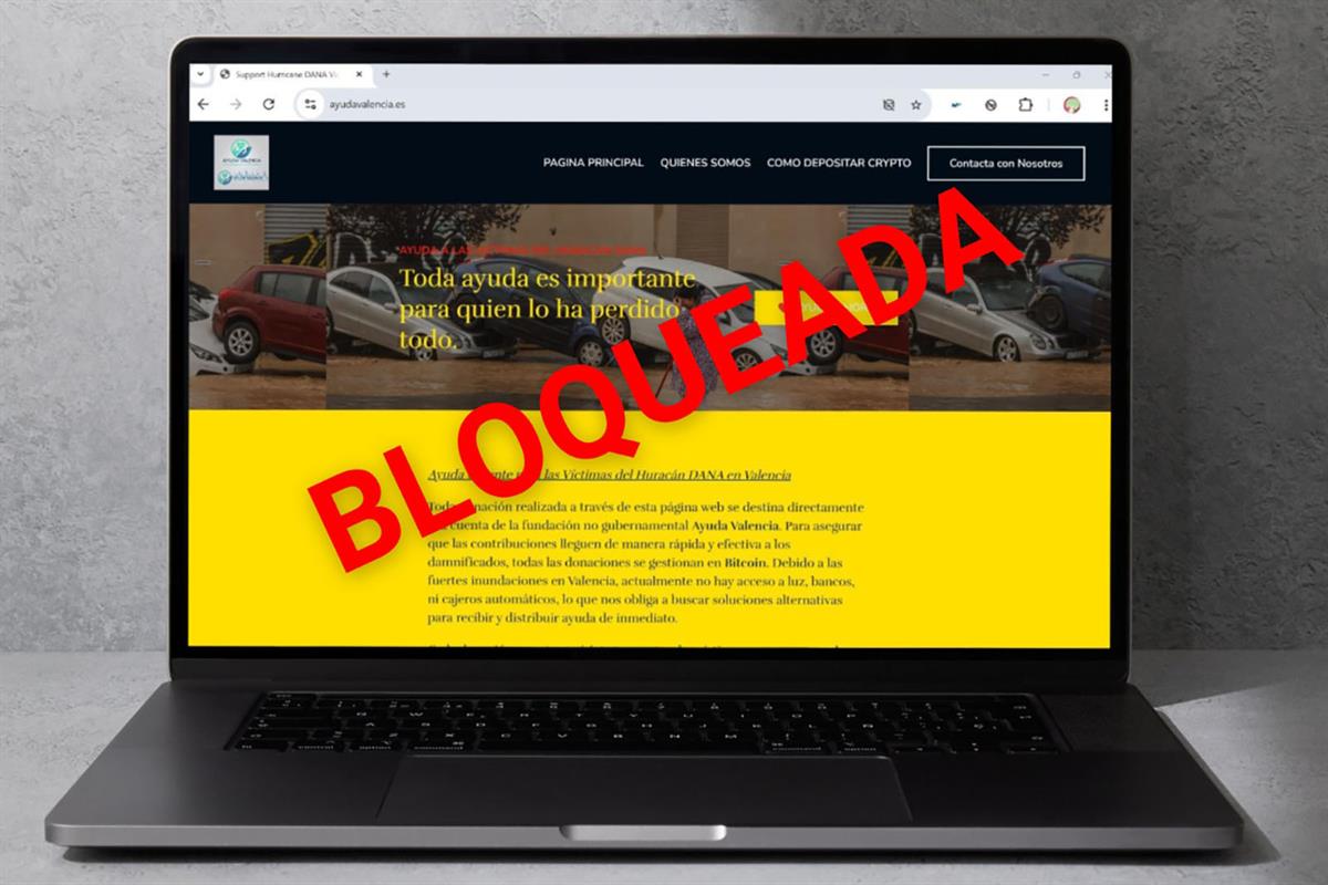 El Gobierno de España bloquea la web ayudavalencia.es por indicios de fraude